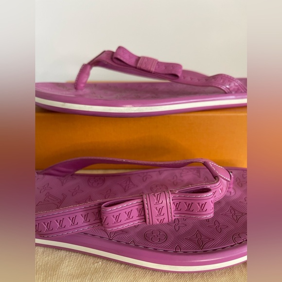 Louis Vuitton Rose Pink Monogram Ipanema Leather Flip Flop Sandals with dust bag - Picture 7 of 12